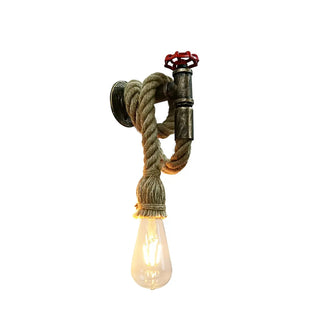 Coastal Pipe Rope Metal Bedroom Brown Large Wall Sconce Zawala Image - 7