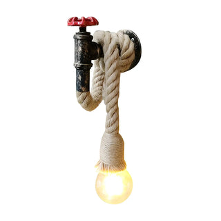 Coastal Pipe Rope Metal Bedroom Brown Large Wall Sconce Zawala Image - 8