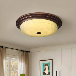 ZOWALA - Classic Gold Glass Round LED Flush Mount Ceiling Light Image - 1