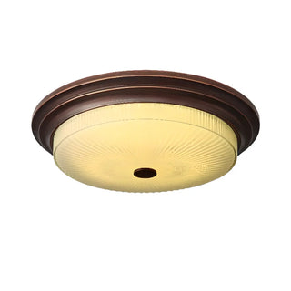 ZOWALA - Classic Gold Glass Round LED Flush Mount Ceiling Light Image - 11