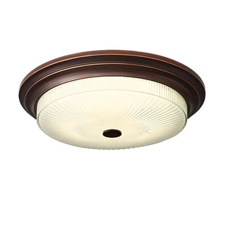 ZOWALA - Classic Gold Glass Round LED Flush Mount Ceiling Light Image - 12