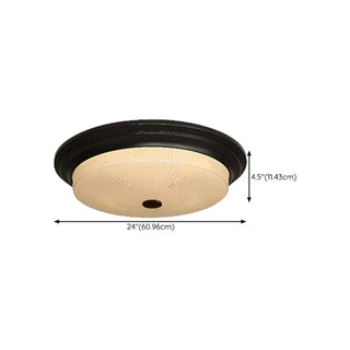 ZOWALA - Classic Gold Glass Round LED Flush Mount Ceiling Light Image - 15