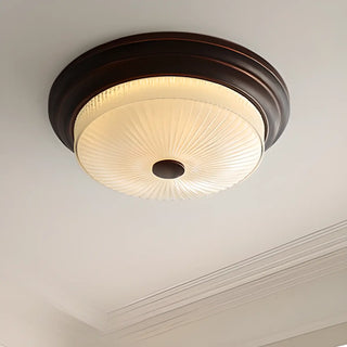 ZOWALA - Classic Gold Glass Round LED Flush Mount Ceiling Light Image - 2
