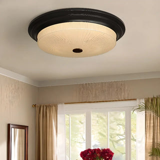 ZOWALA - Classic Gold Glass Round LED Flush Mount Ceiling Light Image - 3