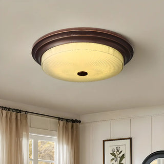 ZOWALA - Classic Gold Glass Round LED Flush Mount Ceiling Light Image - 4