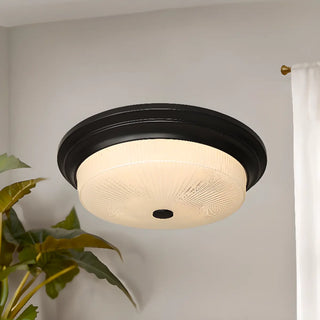 ZOWALA - Classic Gold Glass Round LED Flush Mount Ceiling Light Image - 5