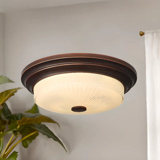 ZOWALA - Classic Gold Glass Round LED Flush Mount Ceiling Light Image - 6