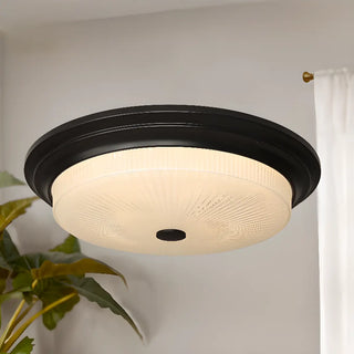 ZOWALA - Classic Gold Glass Round LED Flush Mount Ceiling Light Image - 7