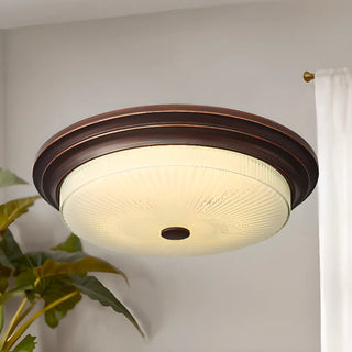ZOWALA - Classic Gold Glass Round LED Flush Mount Ceiling Light Image - 8