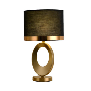 Classic Black Drum Fabric Oval Metal Base Table Lamp Zawala Image - 5