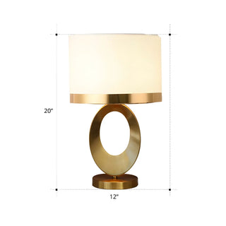 Classic Black Drum Fabric Oval Metal Base Table Lamp Zawala Image - 7