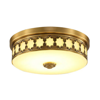 ZOWALA - Colonial Brass Drum Flush Mount Light Image - 11
