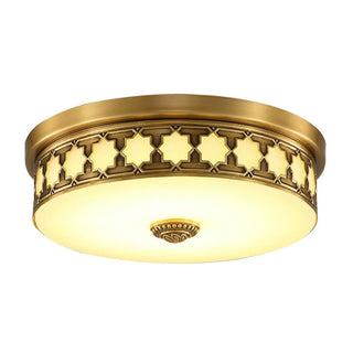 ZOWALA - Colonial Brass Drum Flush Mount Light Image - 12