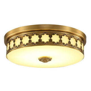 ZOWALA - Colonial Brass Drum Flush Mount Light Image - 13