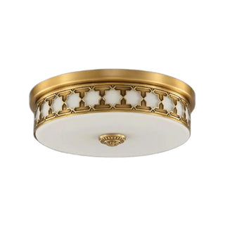 ZOWALA - Colonial Brass Drum Flush Mount Light Image - 14
