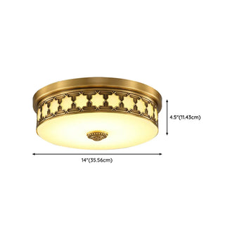ZOWALA - Colonial Brass Drum Flush Mount Light #size