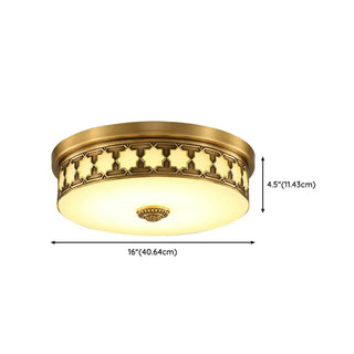 ZOWALA - Colonial Brass Drum Flush Mount Light Image - 16