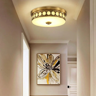 ZOWALA - Colonial Brass Drum Flush Mount Light Image - 5