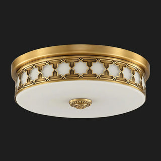 ZOWALA - Colonial Brass Drum Flush Mount Light Image - 7