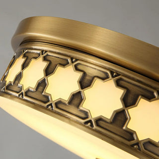 ZOWALA - Colonial Brass Drum Flush Mount Light Image - 8