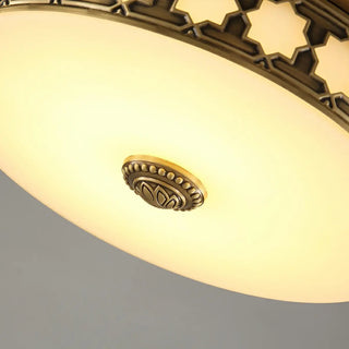 ZOWALA - Colonial Brass Drum Flush Mount Light Image - 9