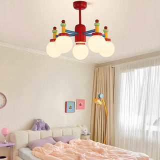 ZOWALA - Kids Colorful Ball Glass Semi-Flush Mount Light 5-Light Image - 1