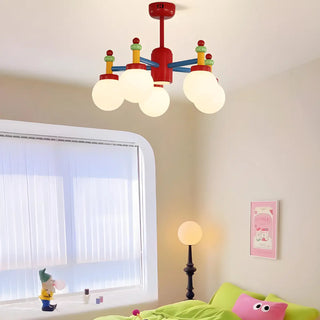 ZOWALA - Kids Colorful Ball Glass Semi-Flush Mount Light 5-Light Image - 4