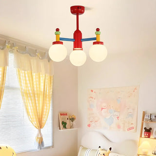 ZOWALA - Kids Colorful Ball Glass Semi-Flush Mount Light 5-Light Image - 2