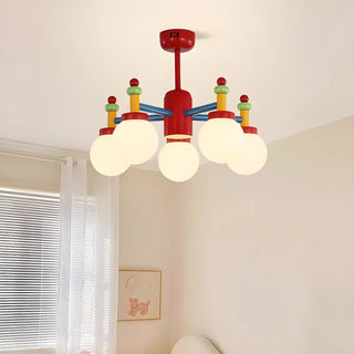 ZOWALA - Kids Colorful Ball Glass Semi-Flush Mount Light 5-Light Image - 3