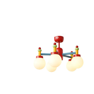 ZOWALA - Kids Colorful Ball Glass Semi-Flush Mount Light 5-Light Image - 6