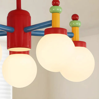 ZOWALA - Kids Colorful Ball Glass Semi-Flush Mount Light 5-Light Image - 8