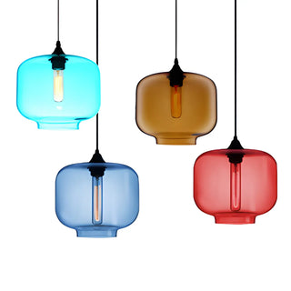 Colorful Modern Glass Mini Cylinder Pendant Light Set Zawala Image - 1
