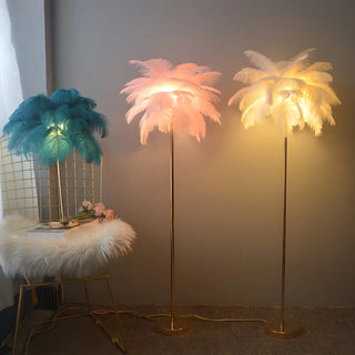 Colorful Feather Modern Gold Metal LED Floor Lamp Zawala Image - 1