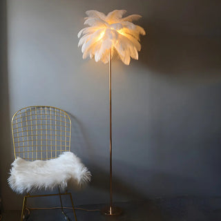 Colorful Feather Modern Gold Metal LED Floor Lamp Zawala Image - 2