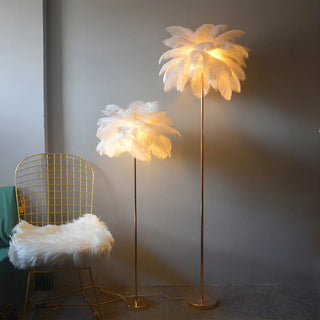 Colorful Feather Modern Gold Metal LED Floor Lamp Zawala Image - 3