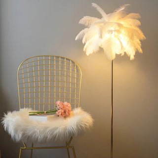 Colorful Feather Modern Gold Metal LED Floor Lamp Zawala Image - 5
