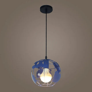 Modern Cafe Colorful World Map Metal Globe Pendant Light Zawala Image - 10