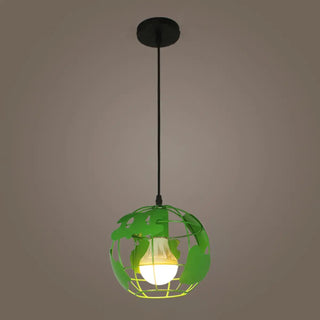 Modern Cafe Colorful World Map Metal Globe Pendant Light Zawala Image - 11