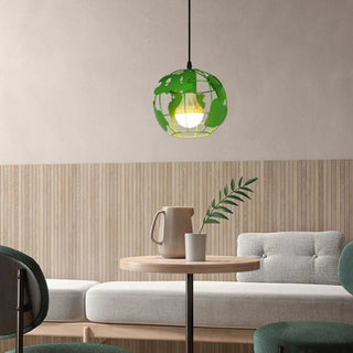 Modern Cafe Colorful World Map Metal Globe Pendant Light Zawala Image - 2