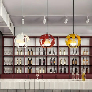 Modern Cafe Colorful World Map Metal Globe Pendant Light Zawala Image - 4