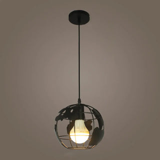 Modern Cafe Colorful World Map Metal Globe Pendant Light Zawala Image - 6