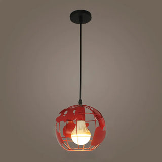 Modern Cafe Colorful World Map Metal Globe Pendant Light Zawala Image - 8