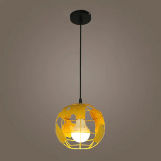 Modern Cafe Colorful World Map Metal Globe Pendant Light Zawala Image - 9