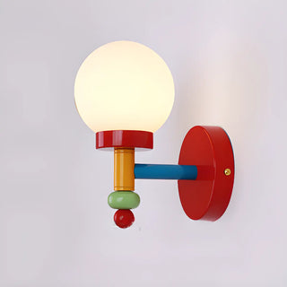 Playful and Colorful Globe White Glass Wall Sconce Image - 6
