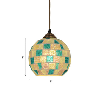 Tiffany Green Colorful Mosaic Glass Globe Pendant Light Zawala #size