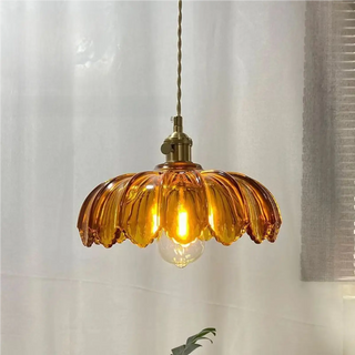 Contemporary 1 Light Angular Ceiling Lamp with Sage/Transparent Vitreous Shade and Cord Zawala Image - 4