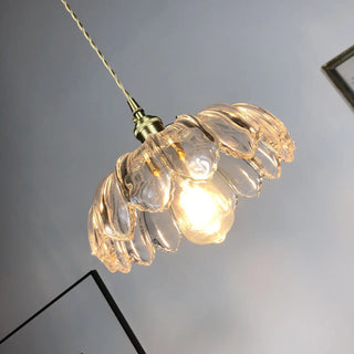 Contemporary 1 Light Angular Ceiling Lamp with Sage/Transparent Vitreous Shade and Cord Zawala Image - 7