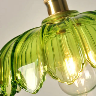 Contemporary 1 Light Angular Ceiling Lamp with Sage/Transparent Vitreous Shade and Cord Zawala Image - 8