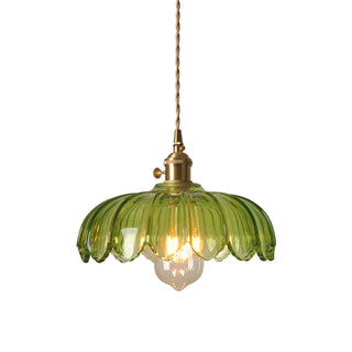 Contemporary 1 Light Angular Ceiling Lamp with Sage/Transparent Vitreous Shade and Cord Zawala Image - 9