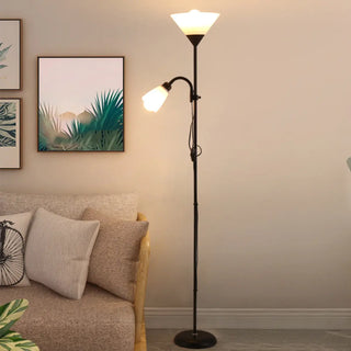 2-Light Black Cone Adjustable Reading Floor Lamp Zawala Image - 1